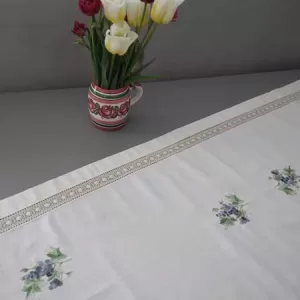 Napron broderie cu struguri, culoare natur