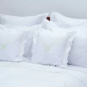 Lenjerie de pat albă din bumbac cu model fundițe