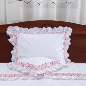 Lenjerie de pat pentru o persoană, albă cu flori