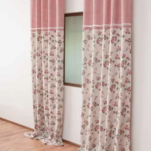 Draperie cu motive geometrice și flori, 2 bucăți