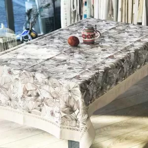 Față de masă interior/exterior maro, cu imprimeu floral