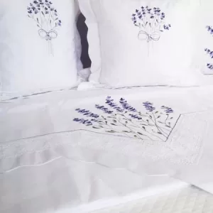 Lenjerie de pat din bumbac, model lavandă