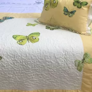Set de pat pentru copii, galben cu fluturași