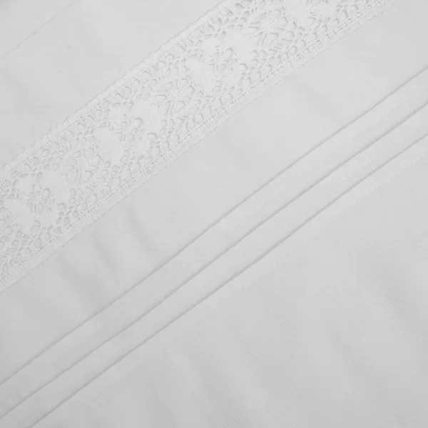 Lenjerie de pat albă cu dantelă și broderie maci - imagine 3
