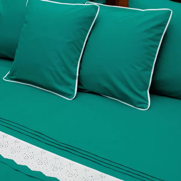 Lenjerie de pat dublu, verde smarald - imagine 3