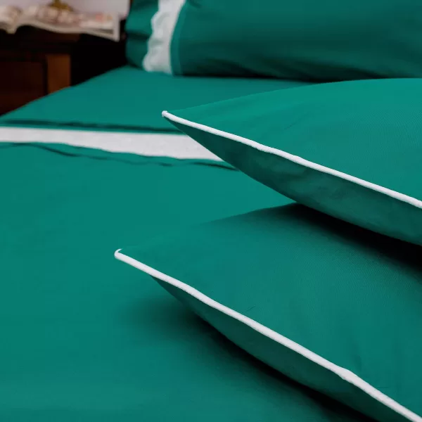 Lenjerie de pat dublu, verde smarald - imagine 5