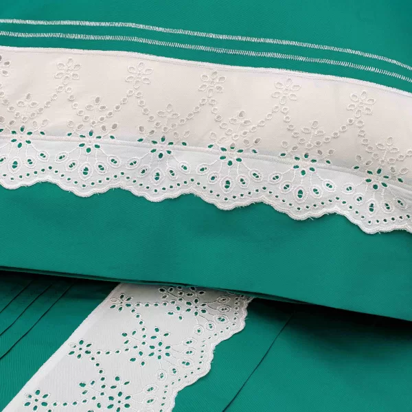 Lenjerie de pat dublu, verde smarald - imagine 6