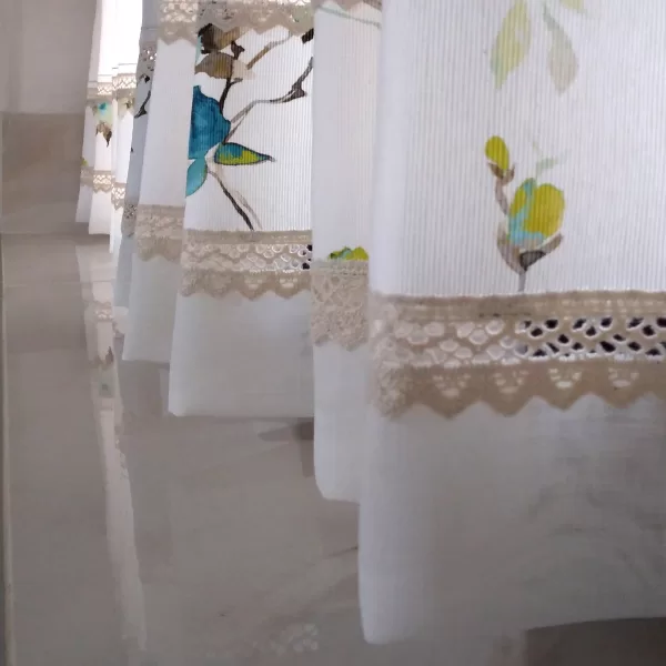 Perdea bucătărie cu broderie flori de măr - imagine 2