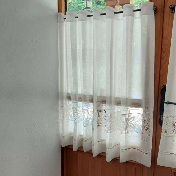 Perdea bucătărie cu dantelă și broderie - imagine 7