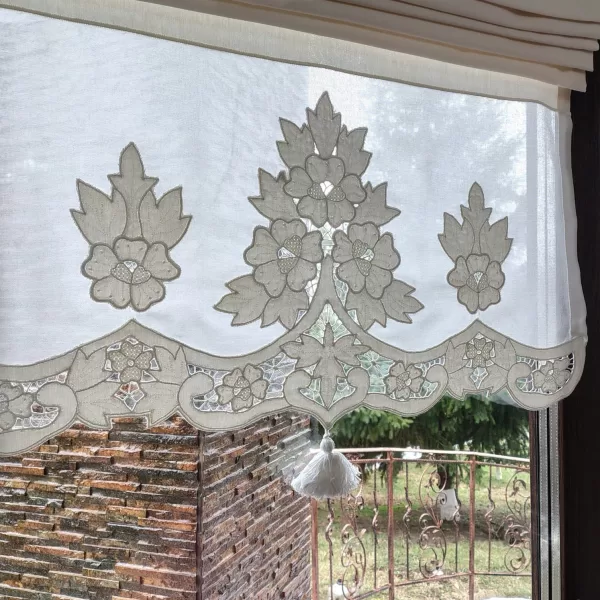 Stor roman cu broderie clasică florală - imagine 2