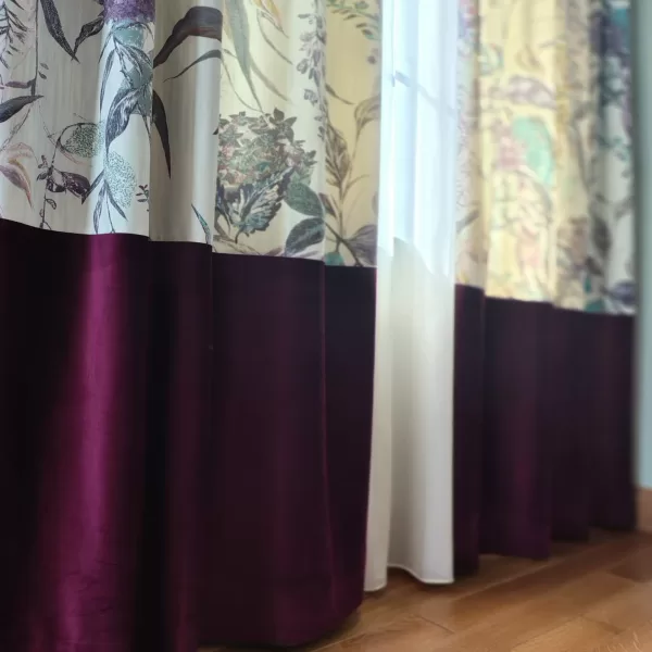 Draperie cu bordură culoare prună - imagine 4