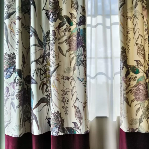 Draperie cu bordură culoare prună - imagine 3